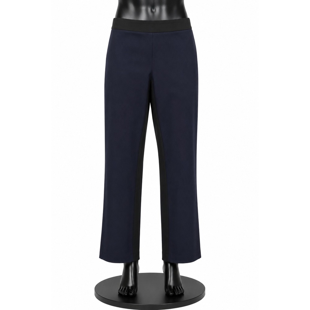 Eileen Fisher Womens Straight Leg Chino Pants Small Navy Black Colorblock Cotton